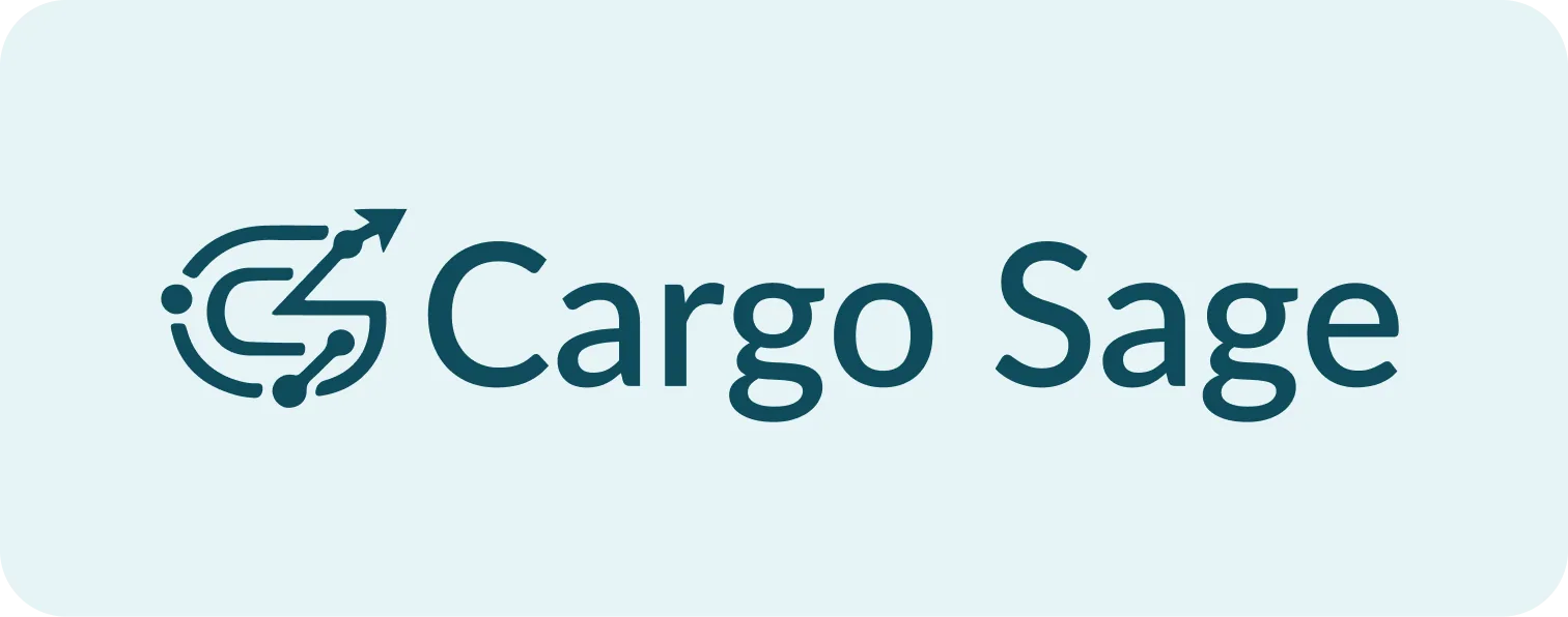 Cargo Sage logotype and mark on a pale teal background