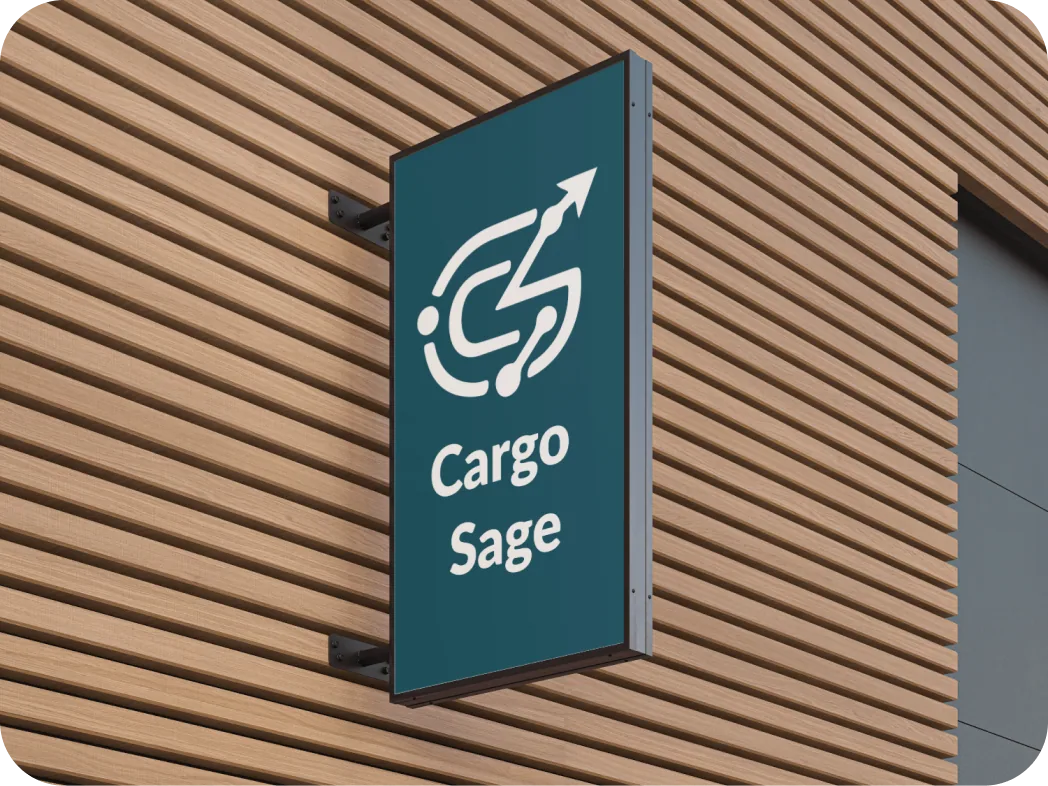 Cargo Sage brand applied to an illuminated street sign