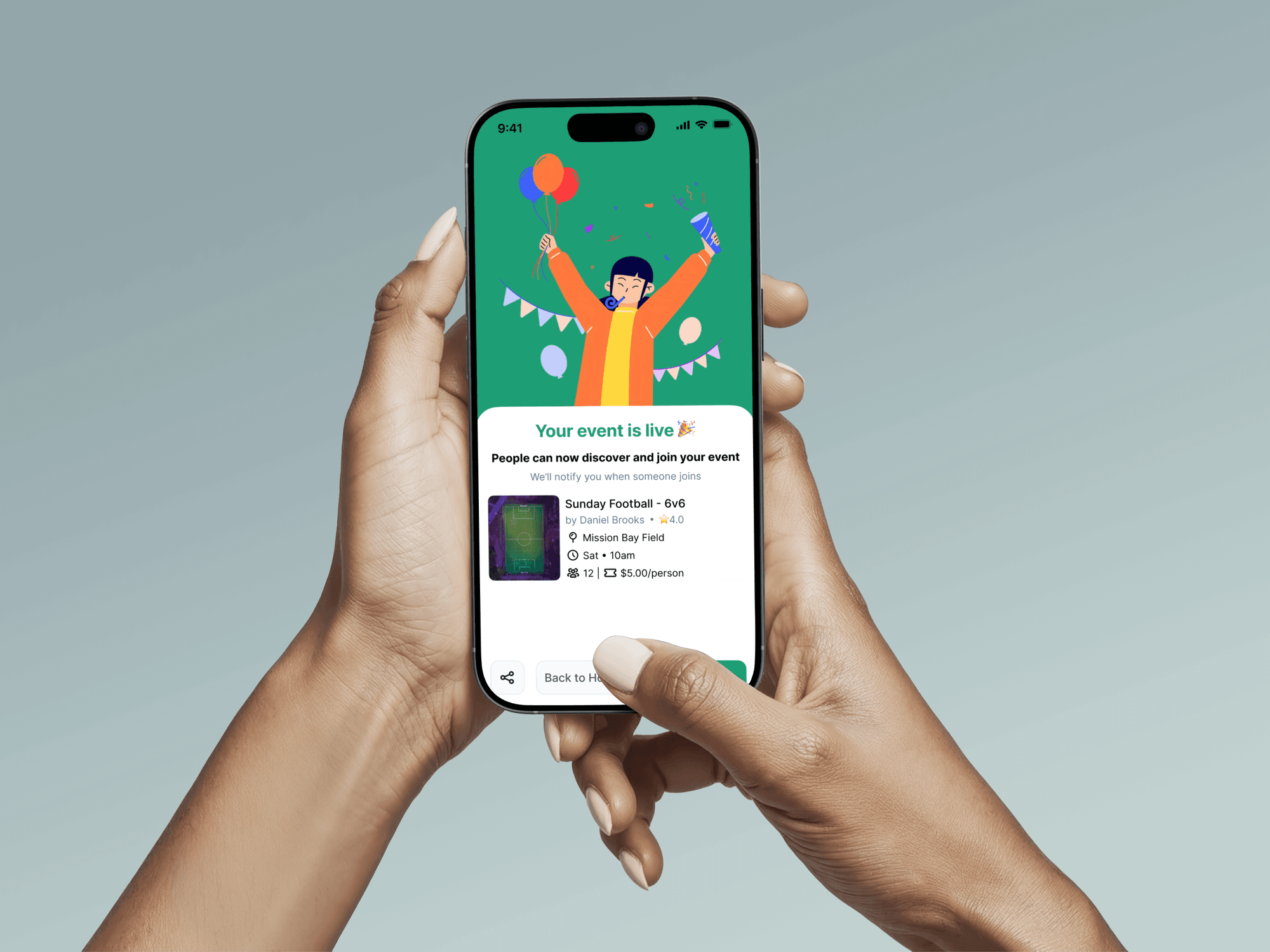 Concia Link — Event Live hand mockup