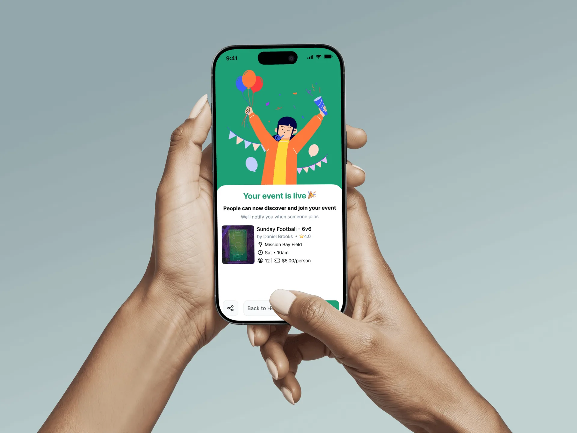 Concia Link — Event Live hand mockup