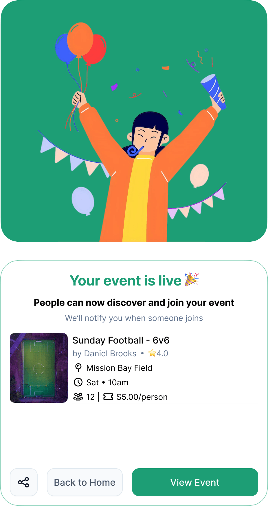 Concia Link — Event Live screen