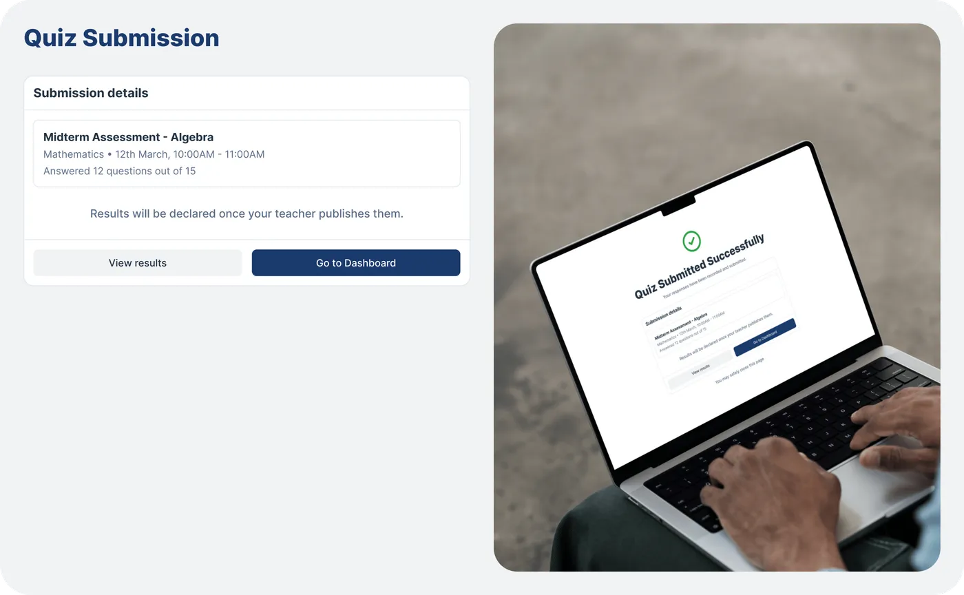 Student Quiz Review — answer review screens