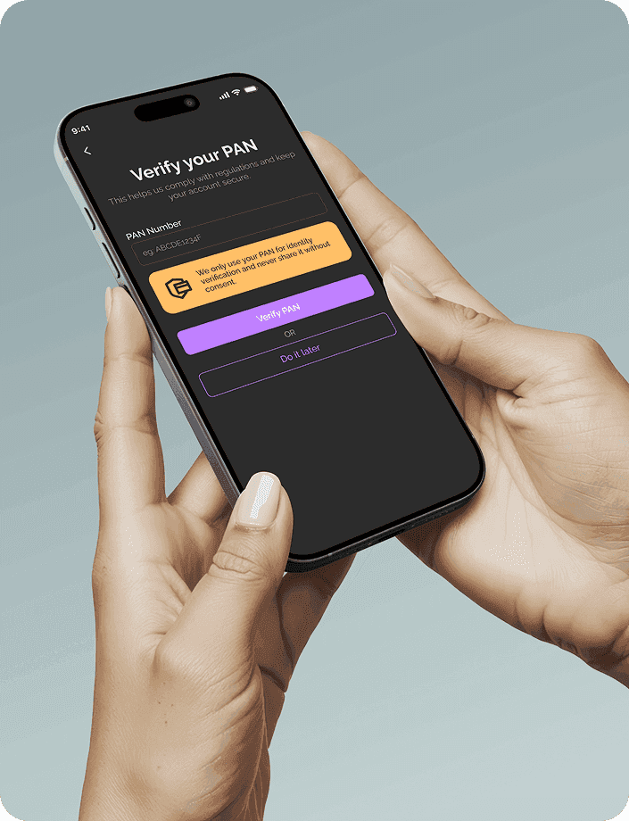 Trustezy app PAN verification screen
