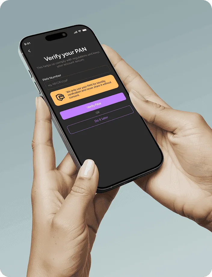 Trustezy app PAN verification screen