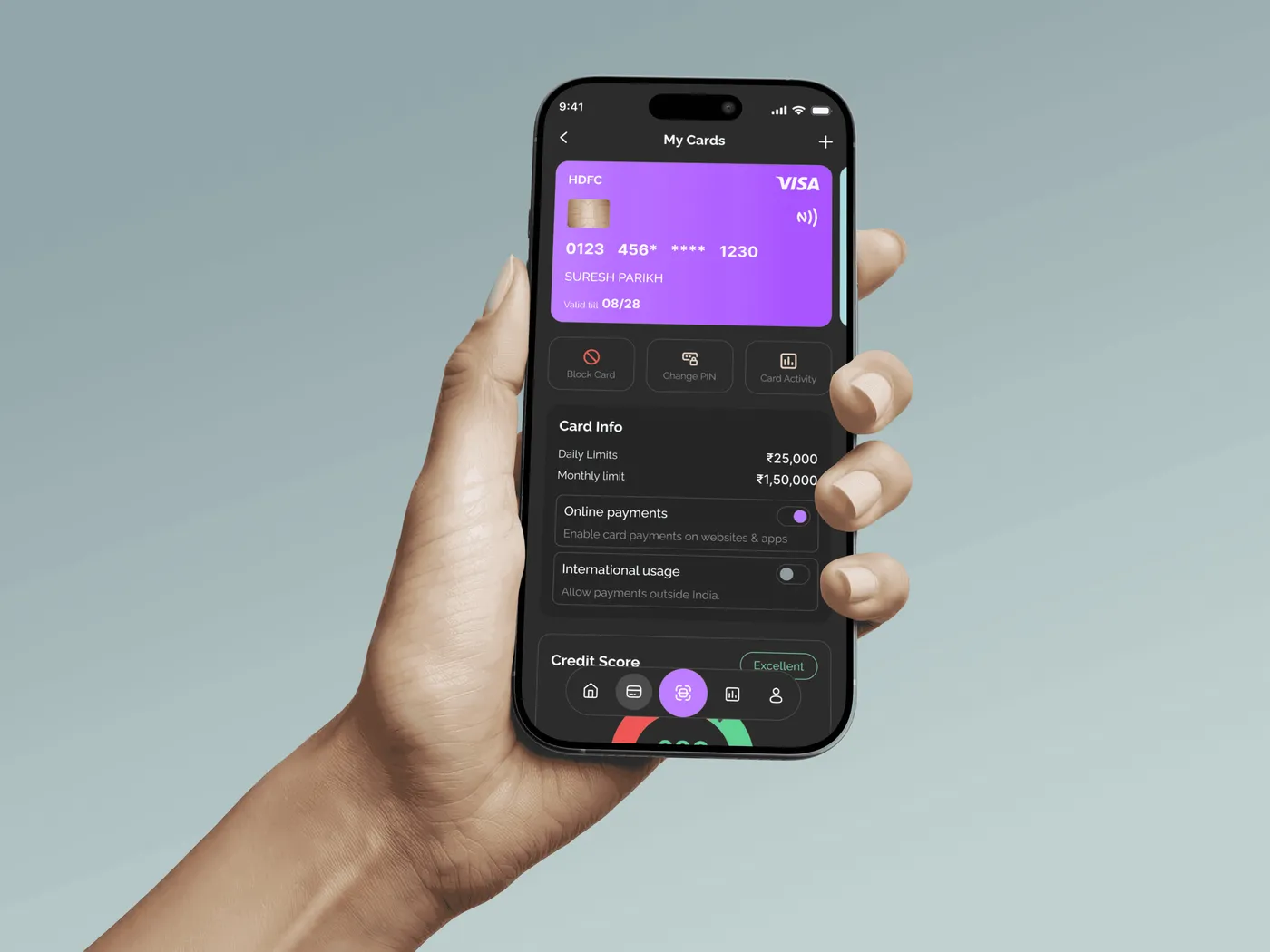 Trustezy My Cards screen in hand