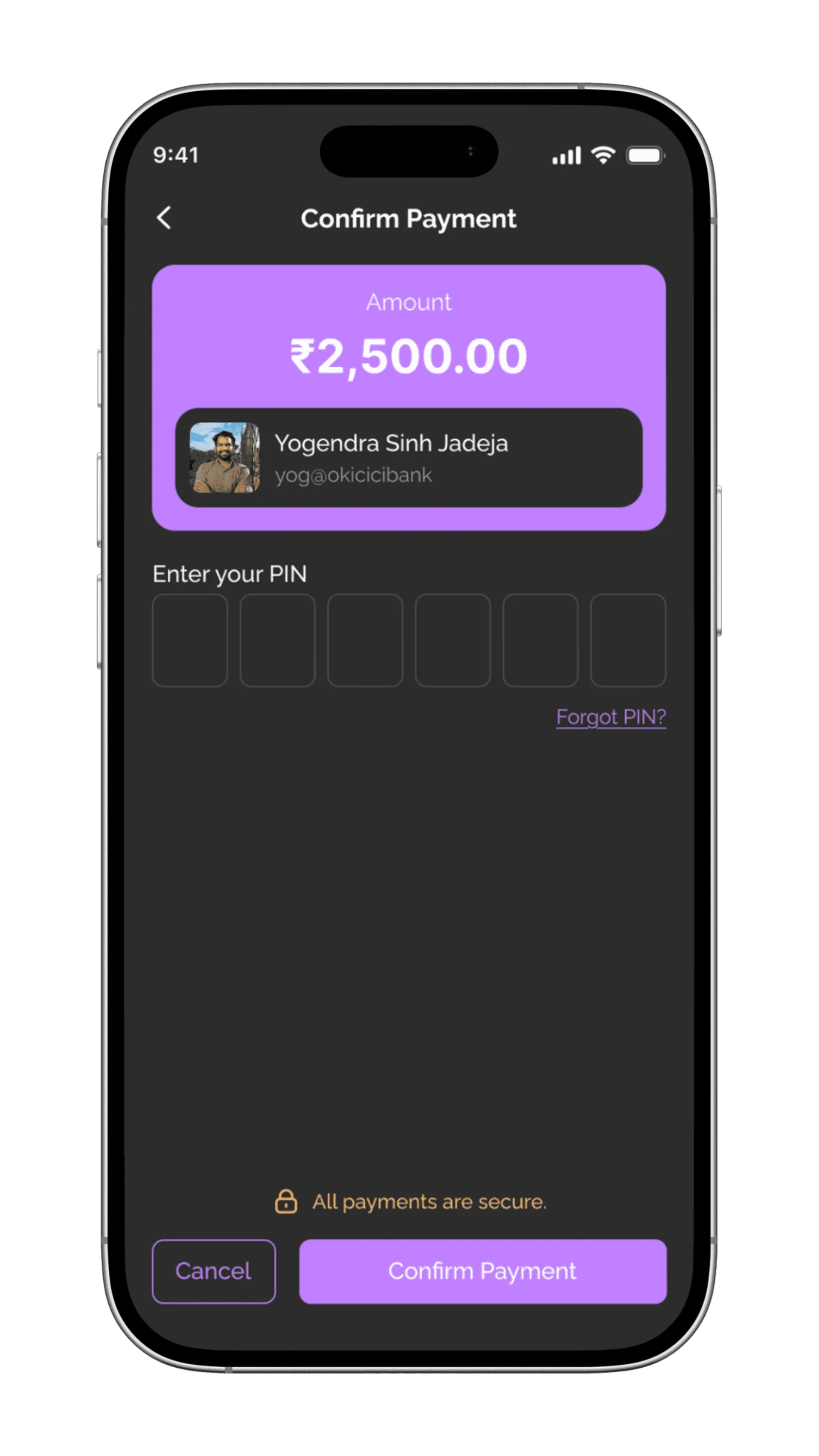 Trustezy Confirm Payment screen