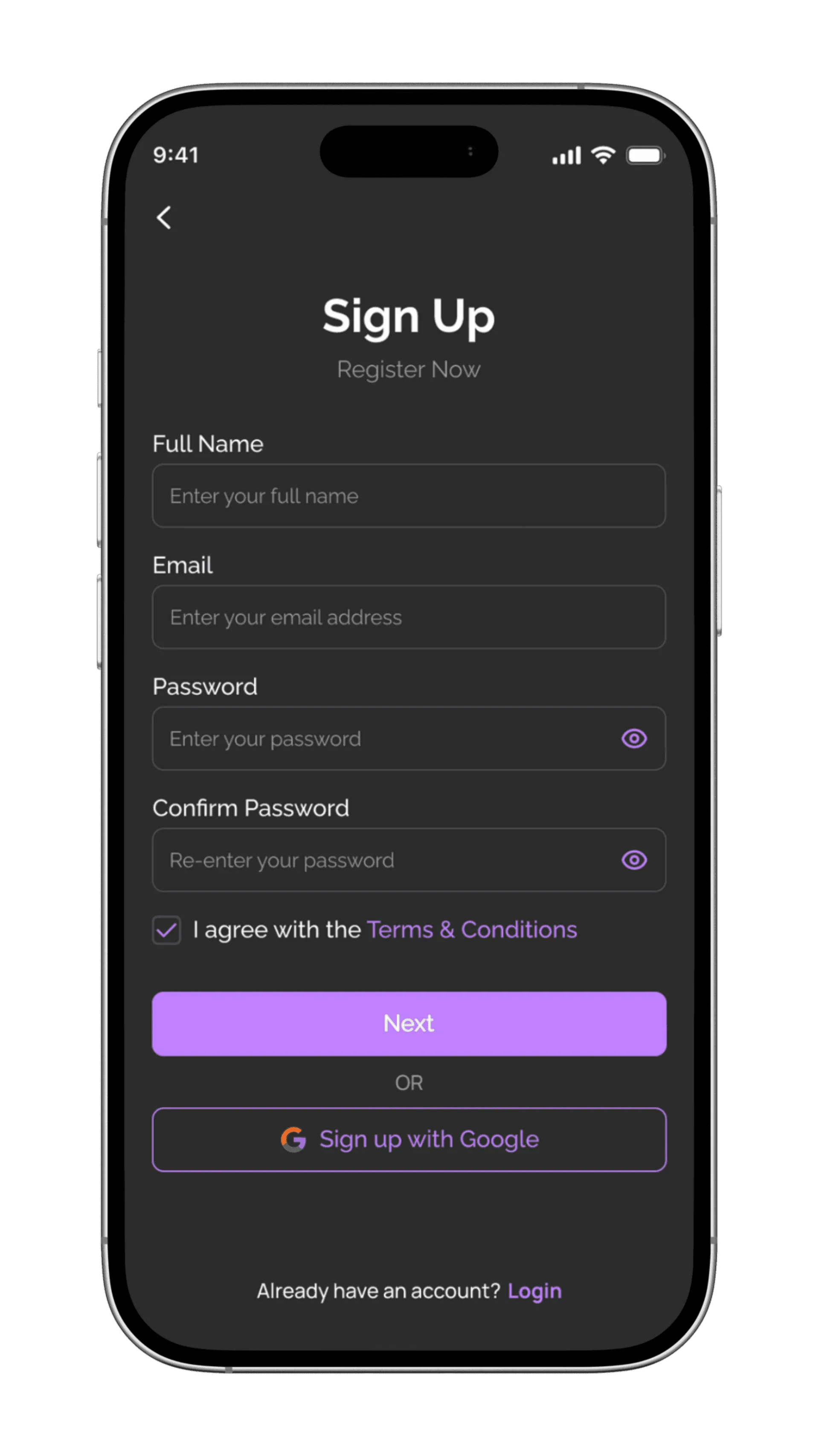 Trustezy sign up screen