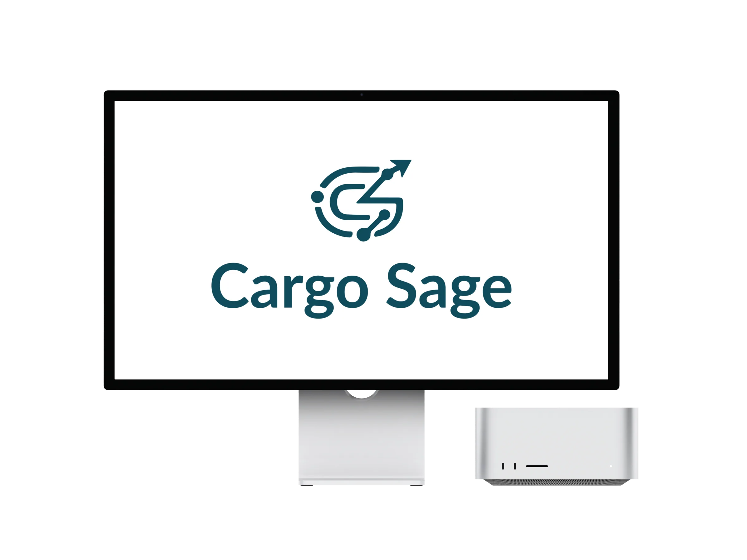 Cargo Sage web application shown on a Mac Studio workstation mockup