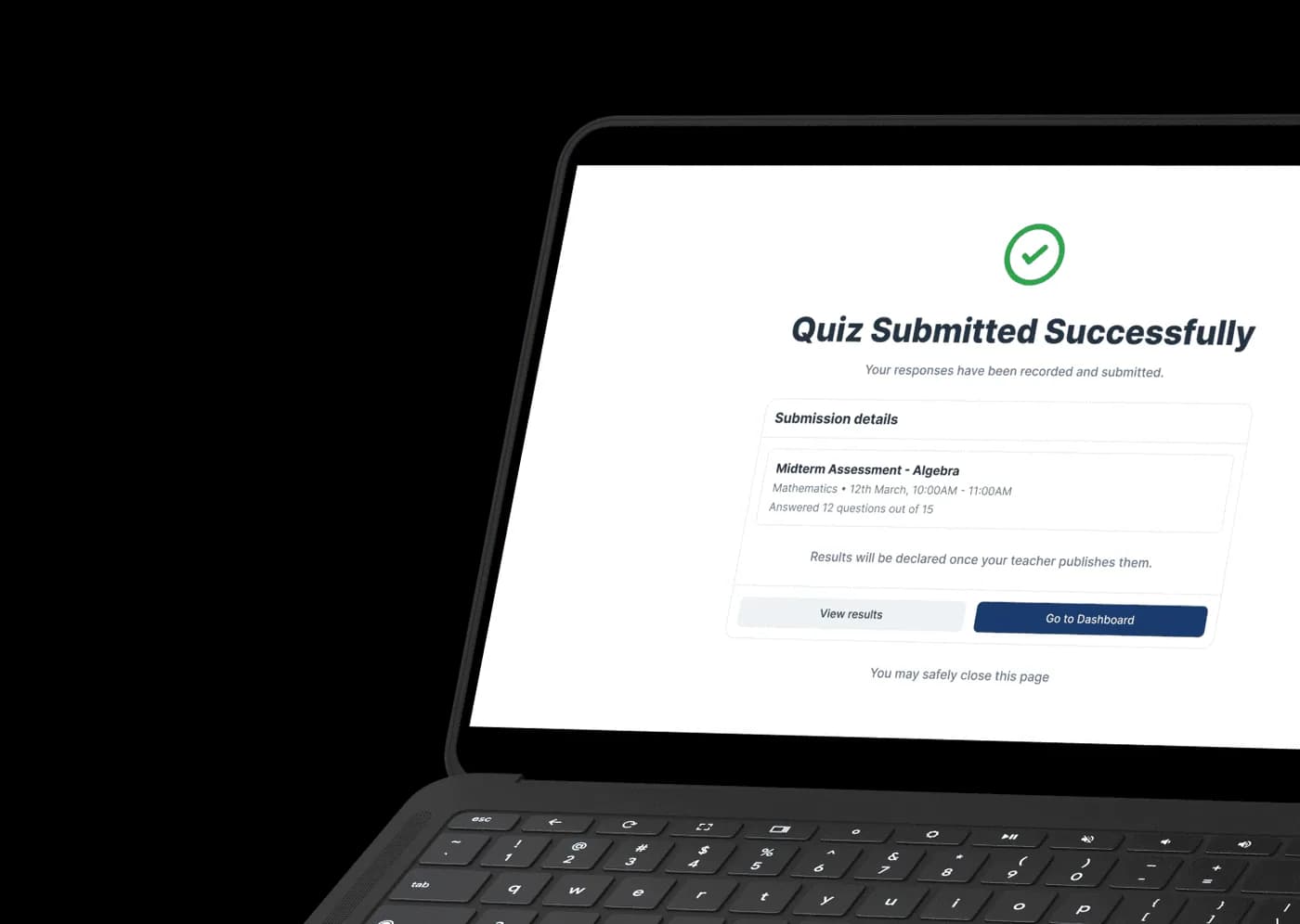 EduQuizzers quiz platform on laptop