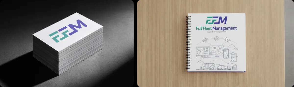 FFM brand applied to business card and notebook mockups