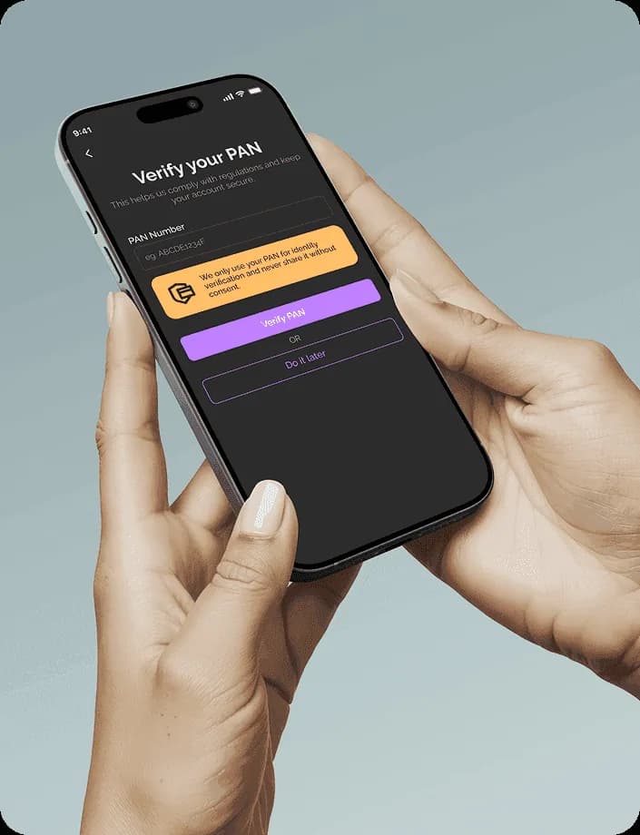 Trustezy app PAN verification screen